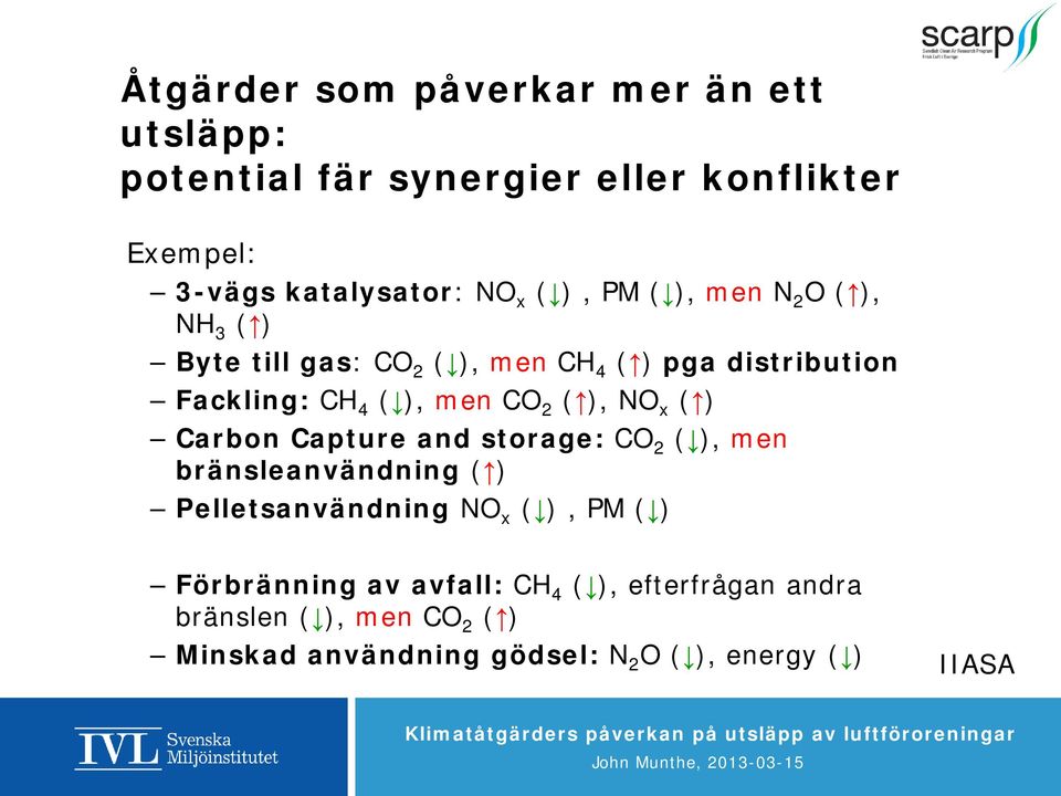 ), NO x ( ) Carbon Capture and storage: CO 2 ( ), men bränsleanvändning ( ) Pelletsanvändning NO x ( ), PM ( )