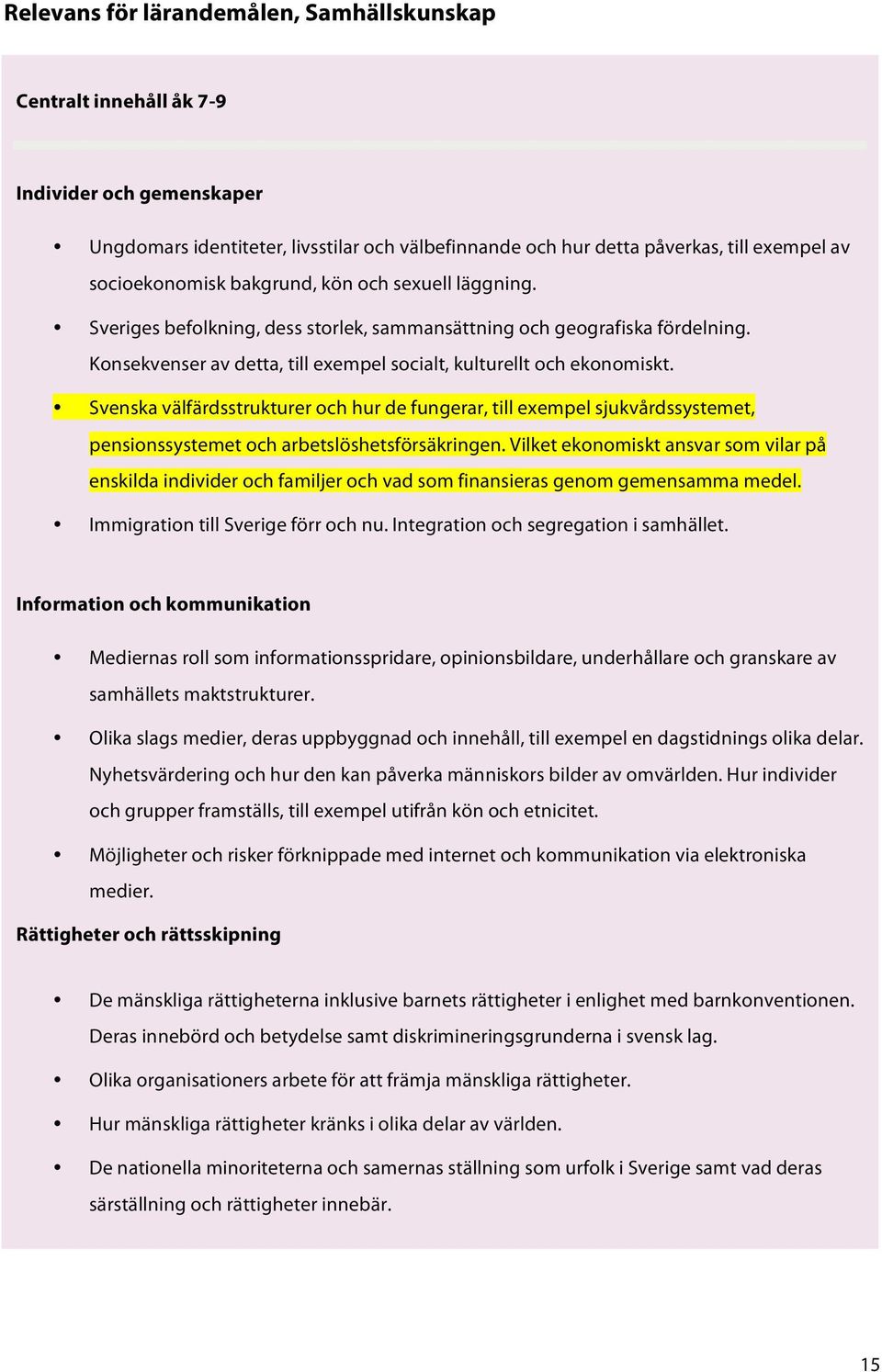 Svenska välfärdsstrukturer och hur de fungerar, till exempel sjukvårdssystemet, pensionssystemet och arbetslöshetsförsäkringen.