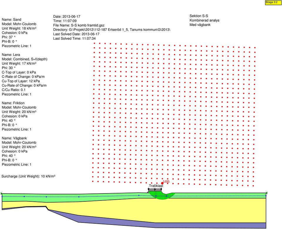 Combined, S=f(depth) Unit Weight: 17 kn/m³ Phi: 30 C-Top of Layer: 0 kpa C-Rate of Change: 0 kpa/m Cu-Top of Layer: 12 kpa Cu-Rate of Change: 0 kpa/m C/Cu Ratio: 0.