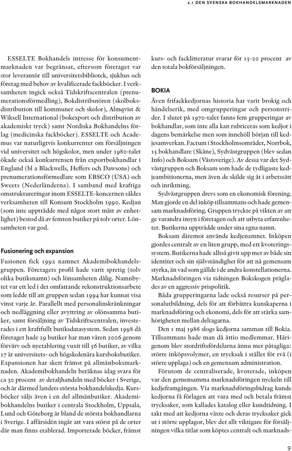 I verksamheten ingick också Tidskriftscentralen (prenumerationsförmedling), Bokdistributören (skolboksdistribution till kommuner och skolor), Almqvist & Wiksell International (bokexport och