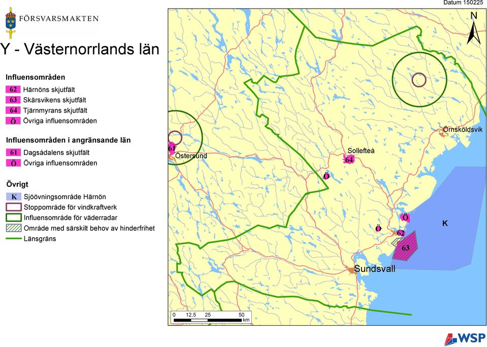 influensområden 61 Östersund Sollefteå 64 Örnsköldsvik Övrigt Ö K Sjöövningsområde Härnön Stoppområde för