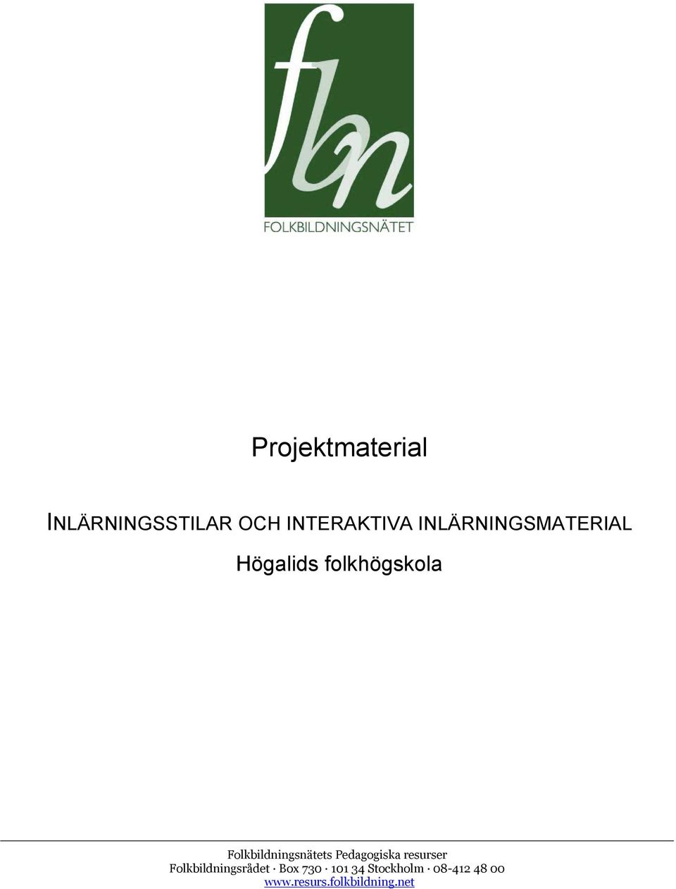 Folkbildningsnätets Pedagogiska resurser