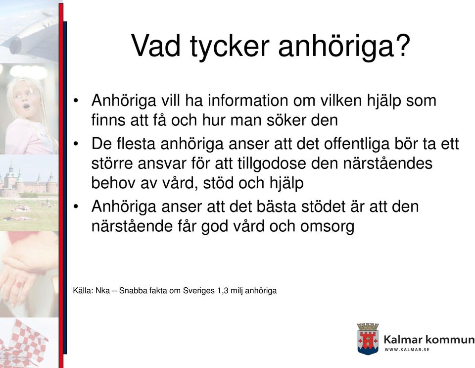 anhöriga anser att det offentliga bör ta ett större ansvar för att tillgodose den närståendes