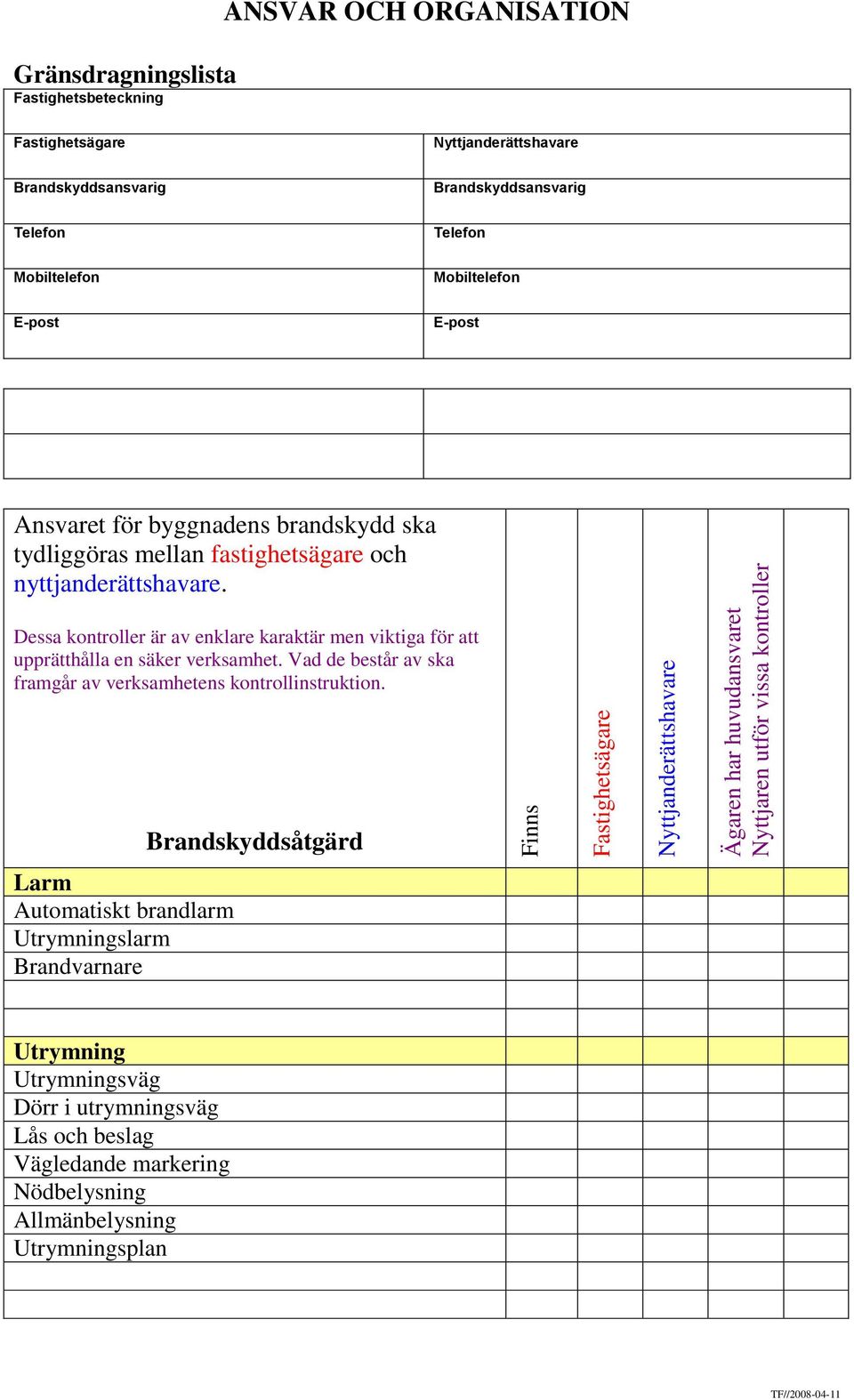 nyttjanderättshavare. Dessa kontroller är av enklare karaktär men viktiga för att upprätthålla en säker verksamhet.