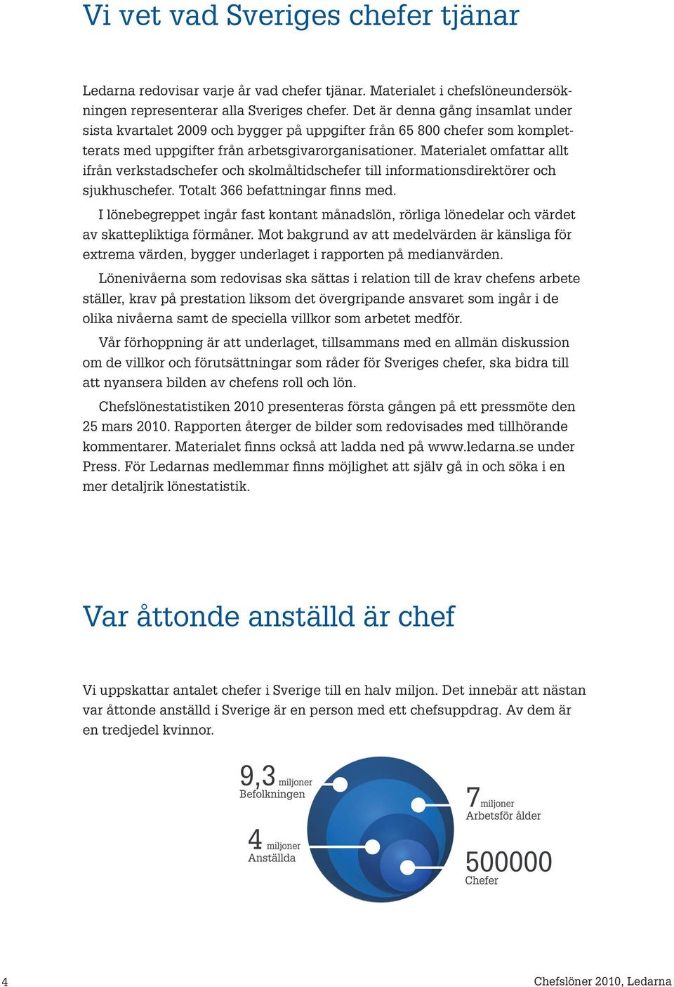 Materiaet omfattar at ifrån verkstadschefer och skomåtidschefer ti informationsdirektörer och sjukhuschefer. Totat 366 befattningar finns med.