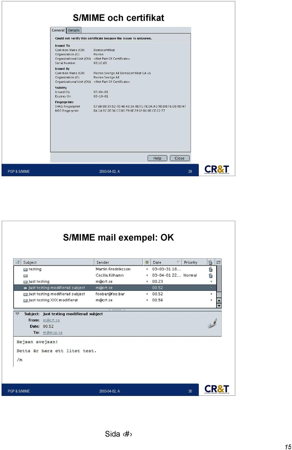 S/MIME mail