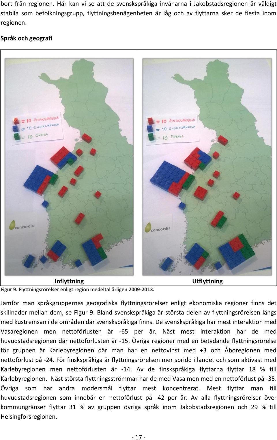 Språk och geografi Inflyttning Figur 9. Flyttningsrörelser enligt region medeltal årligen 2009-2013.