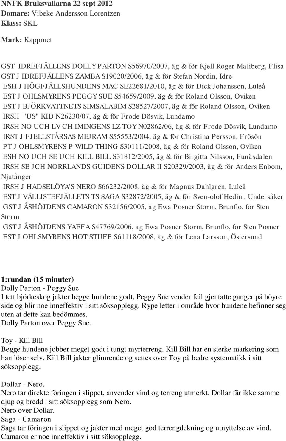 BJÖRKVATTNETS SIMSALABIM S28527/2007, äg & för Roland Olsson, Oviken IRSH "US" KID N26230/07, äg & för Frode Dösvik, Lundamo IRSH NO UCH LV CH IMINGENS LZ TOY N02862/06, äg & för Frode Dösvik,