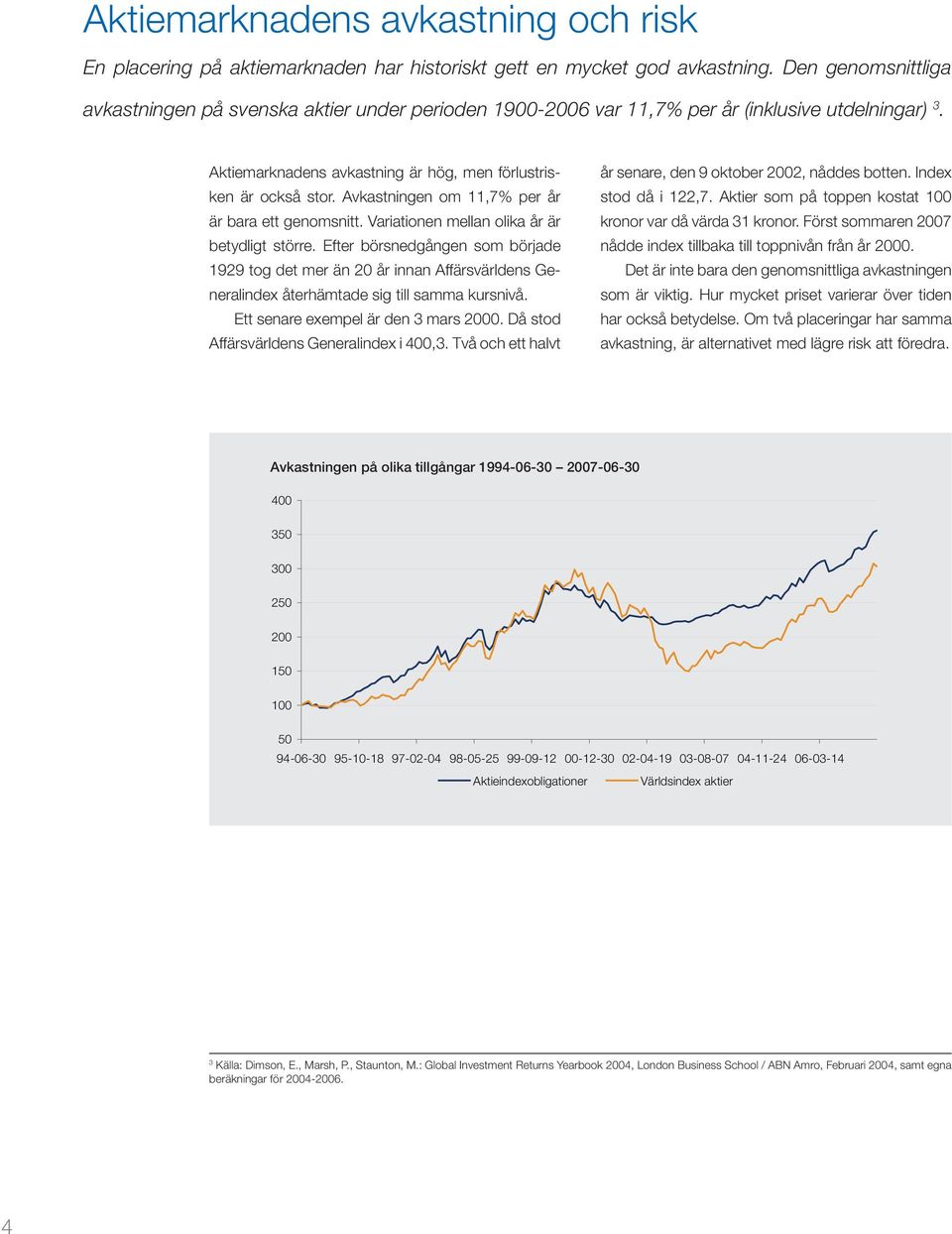 Avkastningen om 11,7% per år är bara ett genomsnitt. Variationen mellan olika år är betydligt större.