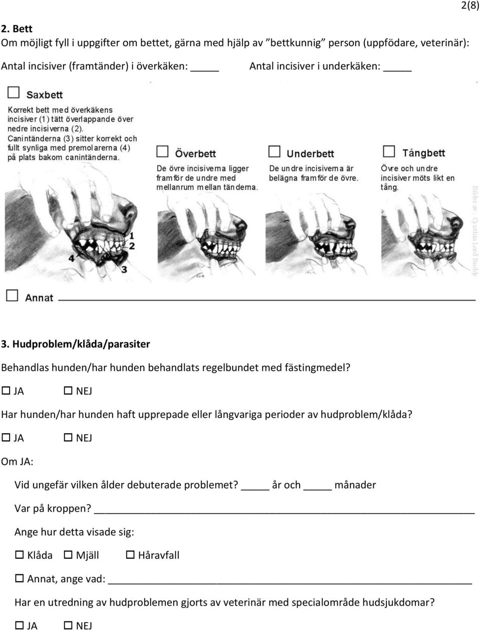 Hudproblem/klåda/parasiter Behandlas hunden/har hunden behandlats regelbundet med fästingmedel?