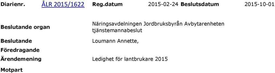 Näringsavdelningen Jordbruksbyrån