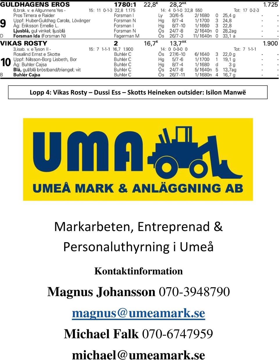 i Umeå Kontaktinformation Magnus Johansson 070-3948790