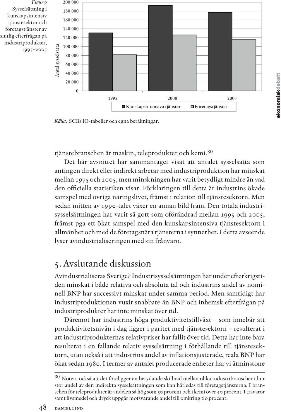 3 Det här avsnittet har sammantaget visat att antalet sysselsatta som antingen direkt eller indirekt arbetar med industriproduktion har minskat mellan 1975 och 25, men minskningen har varit betydligt