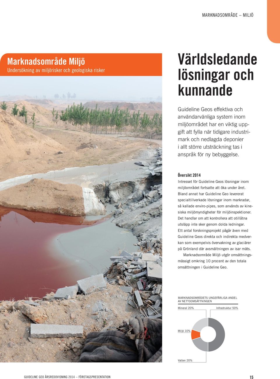Översikt 2014 Intresset för Guideline Geos lösningar inom miljöområdet fortsatte att öka under året.
