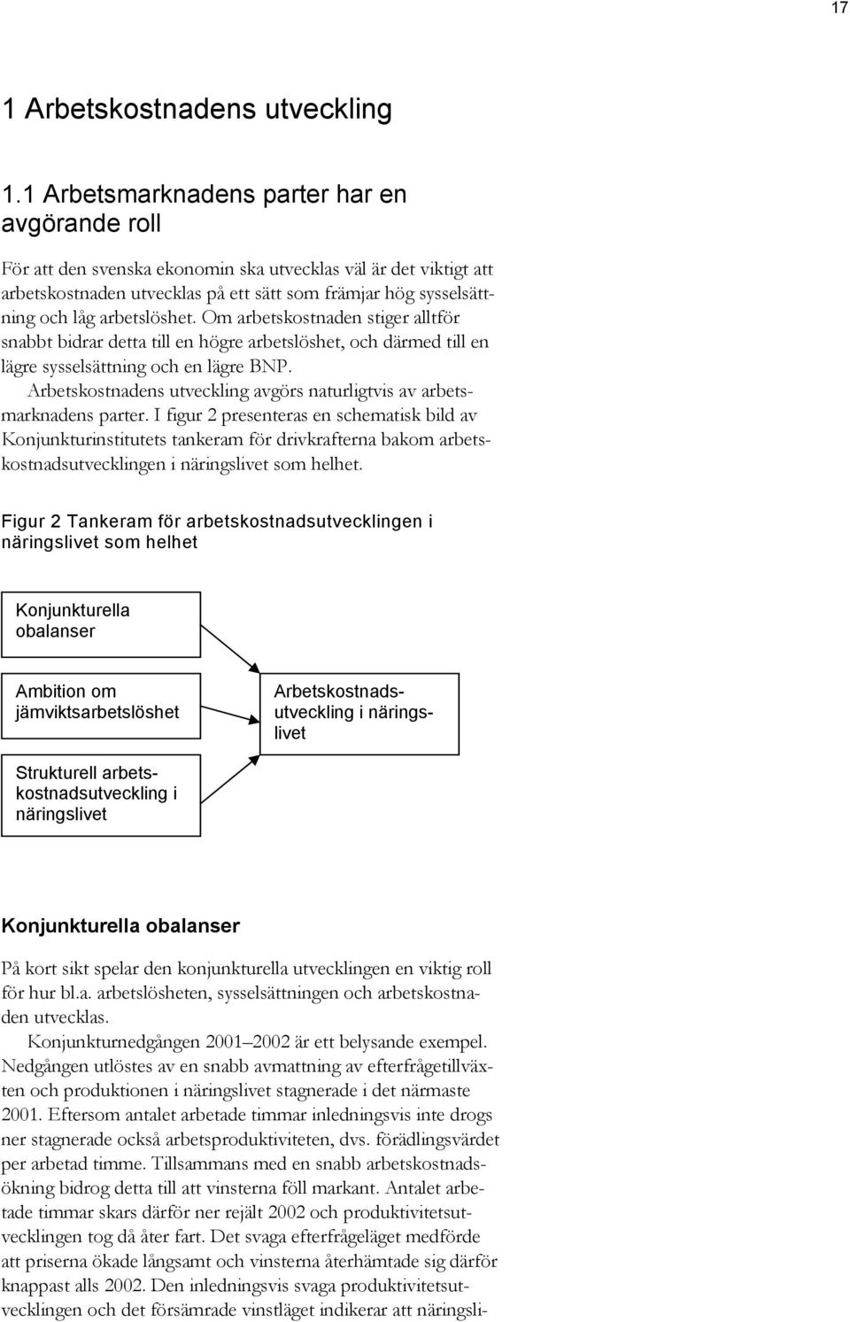 arbetslöshet. Om arbetskostnaden stiger alltför snabbt bidrar detta till en högre arbetslöshet, och därmed till en lägre sysselsättning och en lägre BNP.