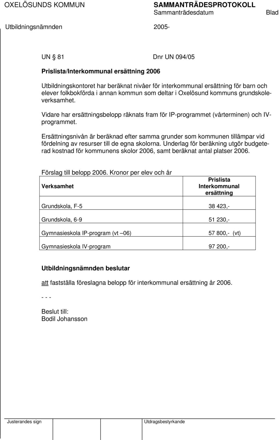 Ersättningsnivån är beräknad efter samma grunder som kommunen tillämpar vid fördelning av resurser till de egna skolorna.