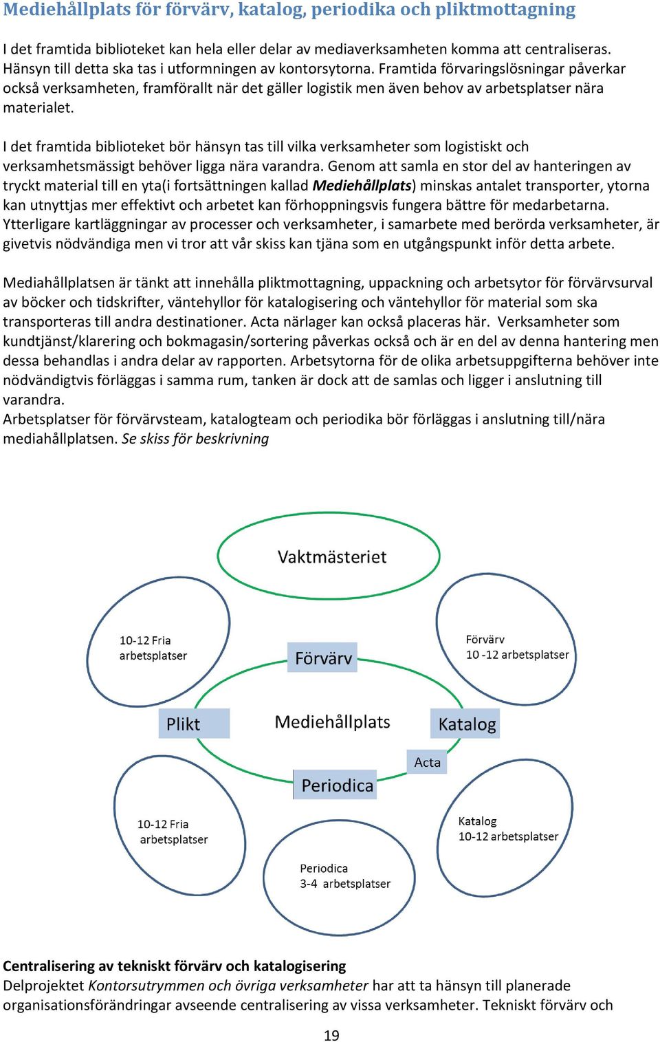 Framtida förvaringslösningar påverkar också verksamheten, framförallt när det gäller logistik men även behov av arbetsplatser nära materialet.