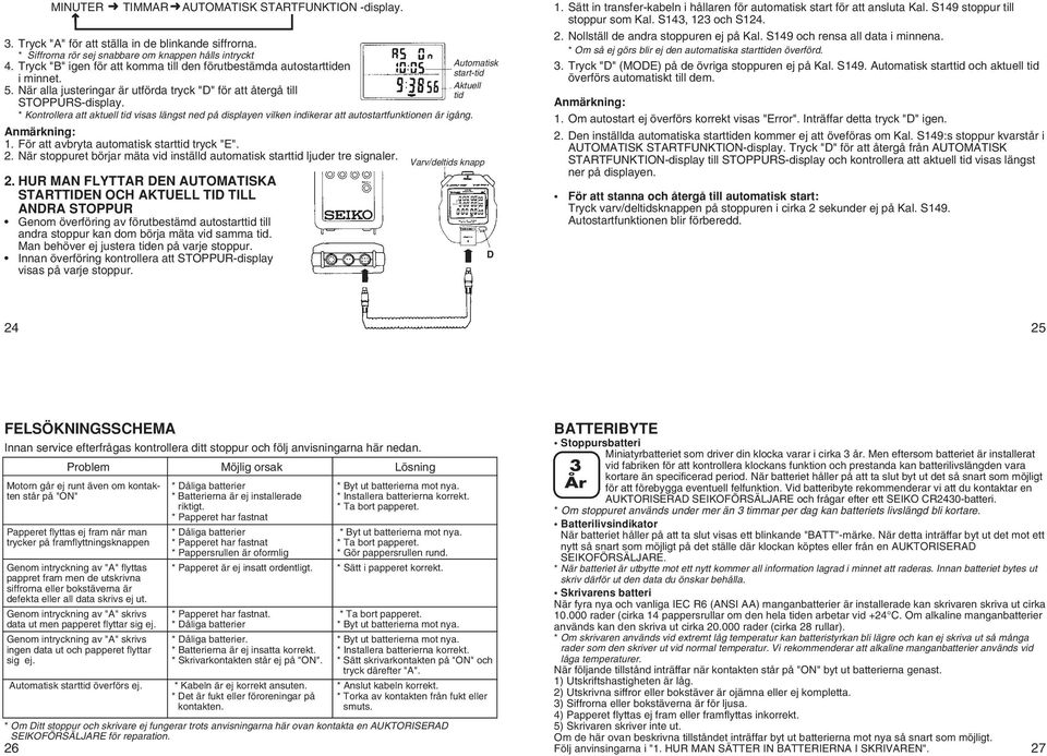* Kontrollera att aktuell tid visas längst ned på displayen vilken indikerar att autostartfunktionen är igång. nmärkning: 1. För att avbryta automatisk starttid tryck "E". 2.