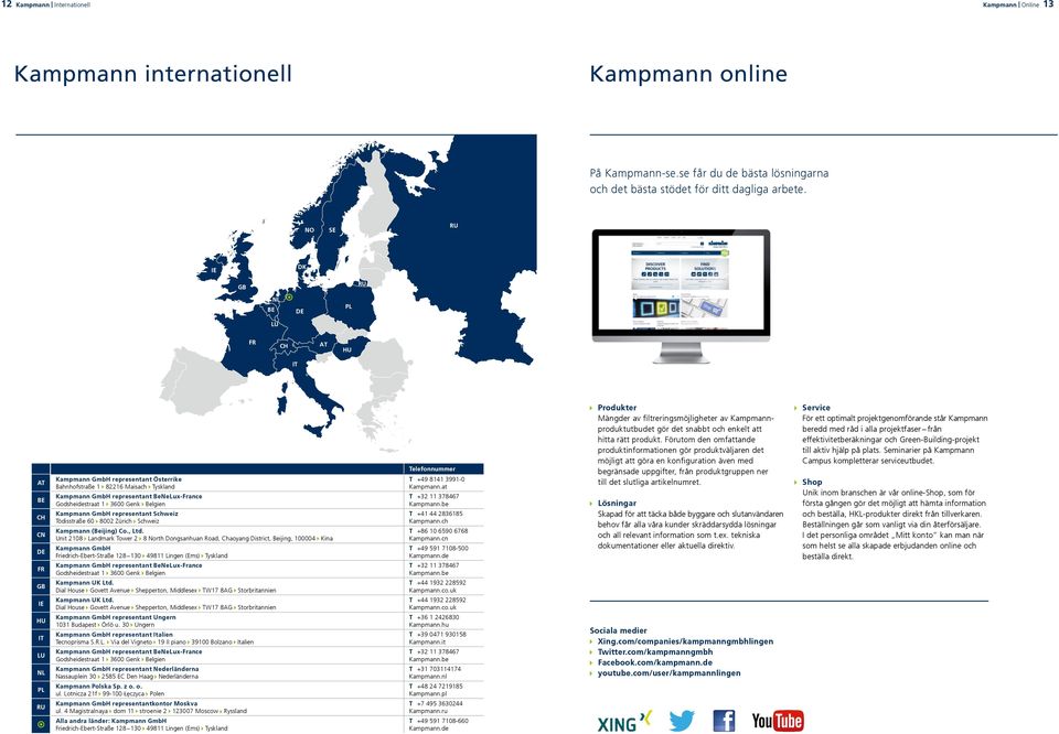 BeNeLux-France Godsheidestraat 1 3600 Genk Belgien Kampmann GmbH representant Schweiz Tödisstraße 60 8002 Zürich Schweiz Kampmann (Beijing) Co., Ltd.