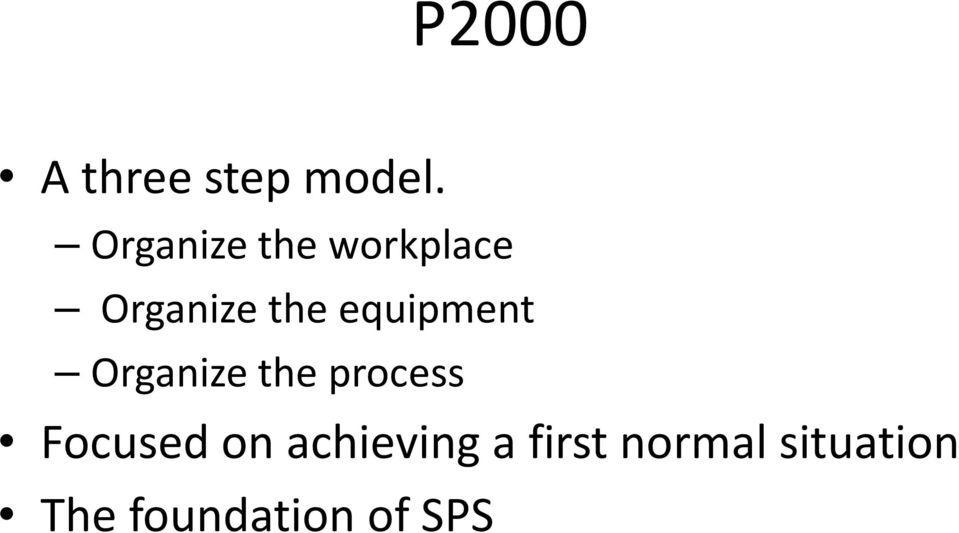 equipment Organize the process Focused