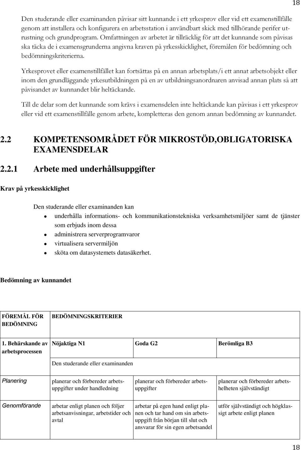 Omfattningen av arbetet är tillräcklig för att det kunnande som påvisas ska täcka de i examensgrunderna angivna kraven på yrkesskicklighet, föremålen för bedömning och bedömningskriterierna.
