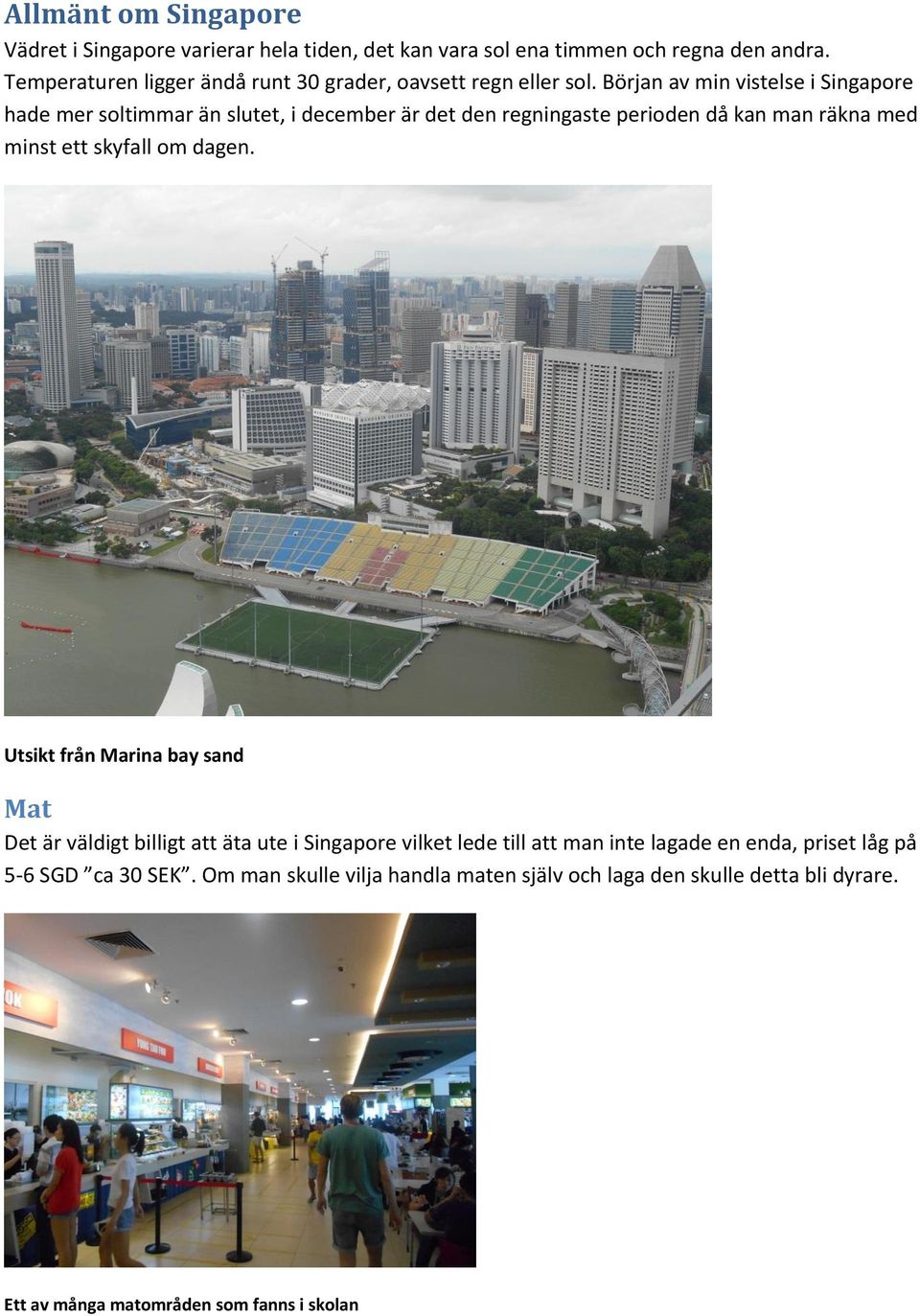 Början av min vistelse i Singapore hade mer soltimmar än slutet, i december är det den regningaste perioden då kan man räkna med minst ett skyfall om