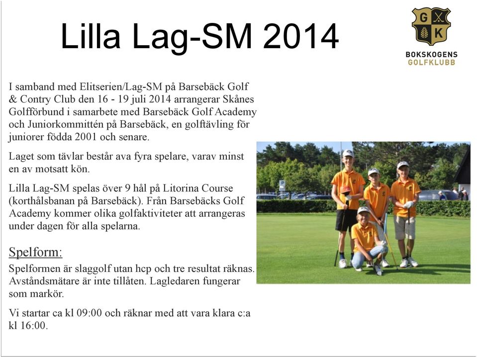 Lilla Lag-SM spelas över 9 hål på Litorina Course (korthålsbanan på Barsebäck).