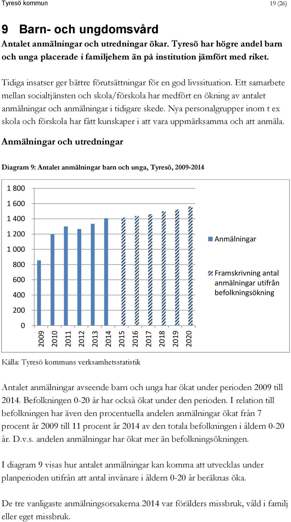 Ett samarbete mellan socialtjänsten och skola/förskola har medfört en ökning av antalet anmälningar och anmälningar i tidigare skede.