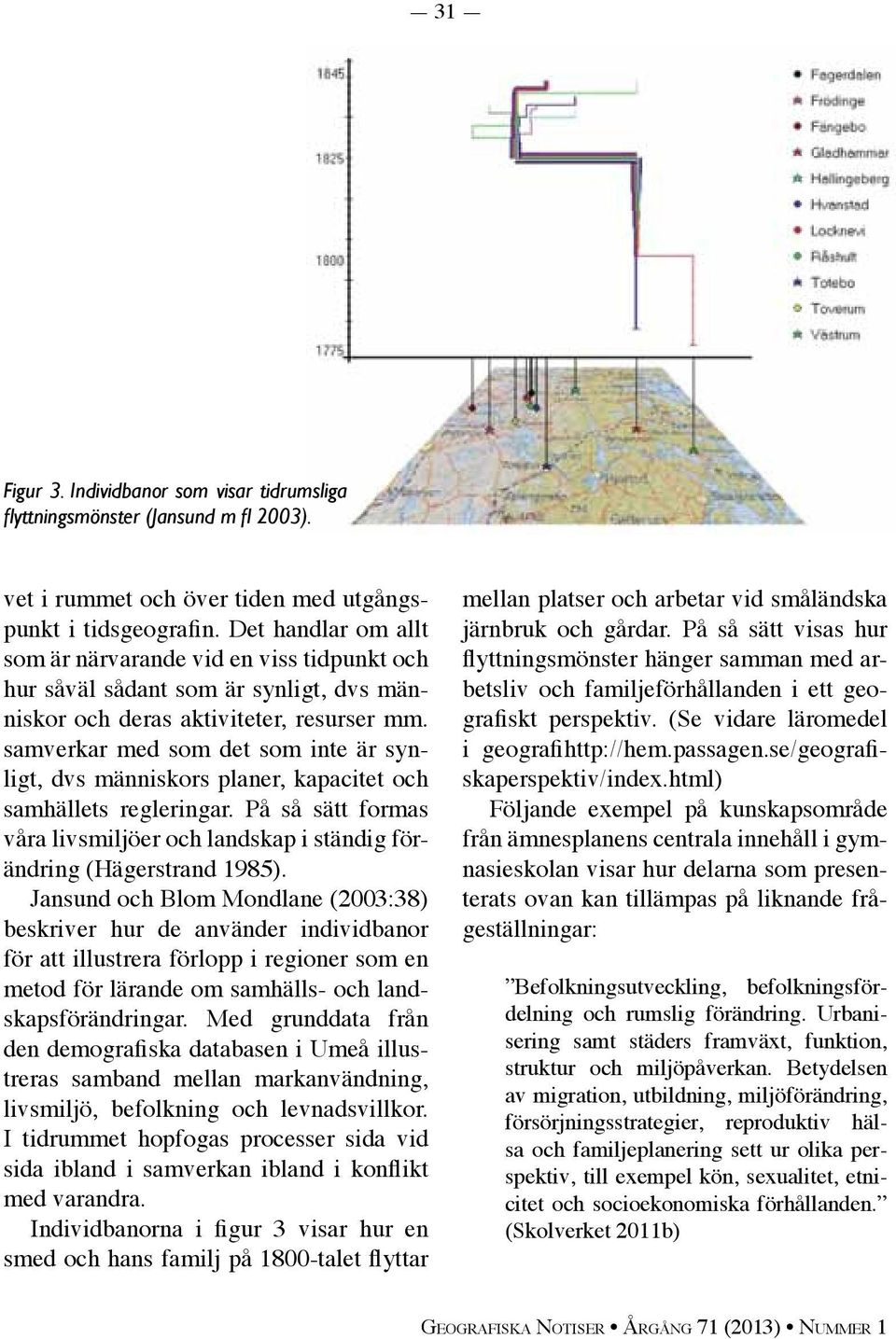 samverkar med som det som inte är synligt, dvs människors planer, kapacitet och samhällets regleringar. På så sätt formas våra livsmiljöer och landskap i ständig förändring (Hägerstrand 1985).