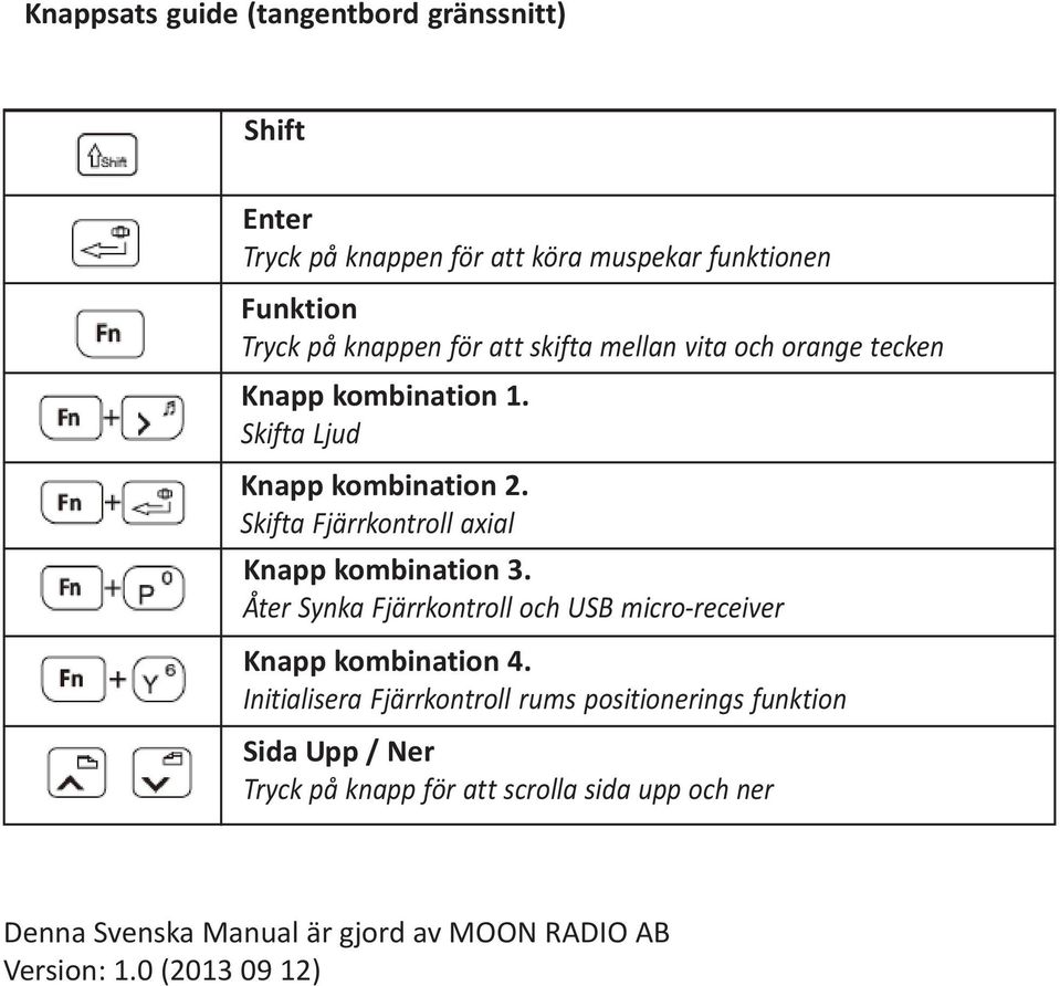 Skifta Fjärrkontroll axial Knapp kombination 3. Åter Synka Fjärrkontroll och USB micro-receiver Knapp kombination 4.