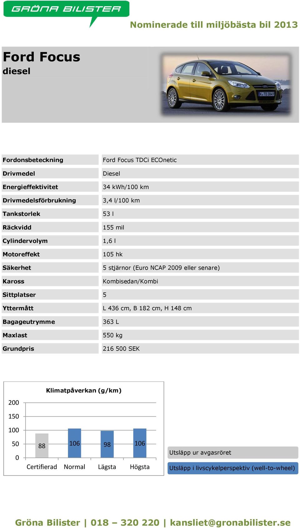 stjärnor (Euro NCAP 9 eller senare) Kombisedan/Kombi L