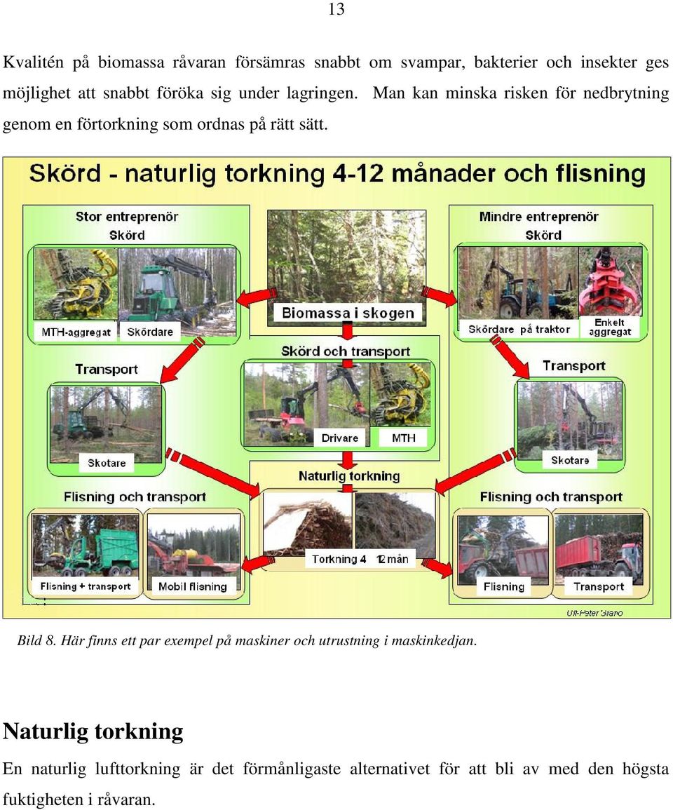 Man kan minska risken för nedbrytning genom en förtorkning som ordnas på rätt sätt. Bild 8.