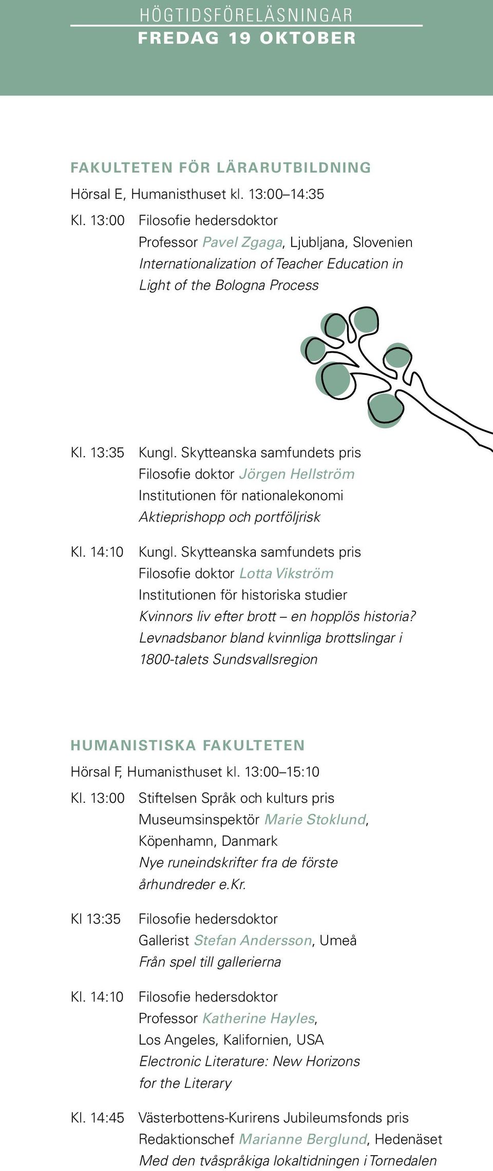 Skytteanska samfundets pris Filosofie doktor Jörgen Hellström Institutionen för nationalekonomi Aktieprishopp och portföljrisk Kl. 14:10 Kungl.