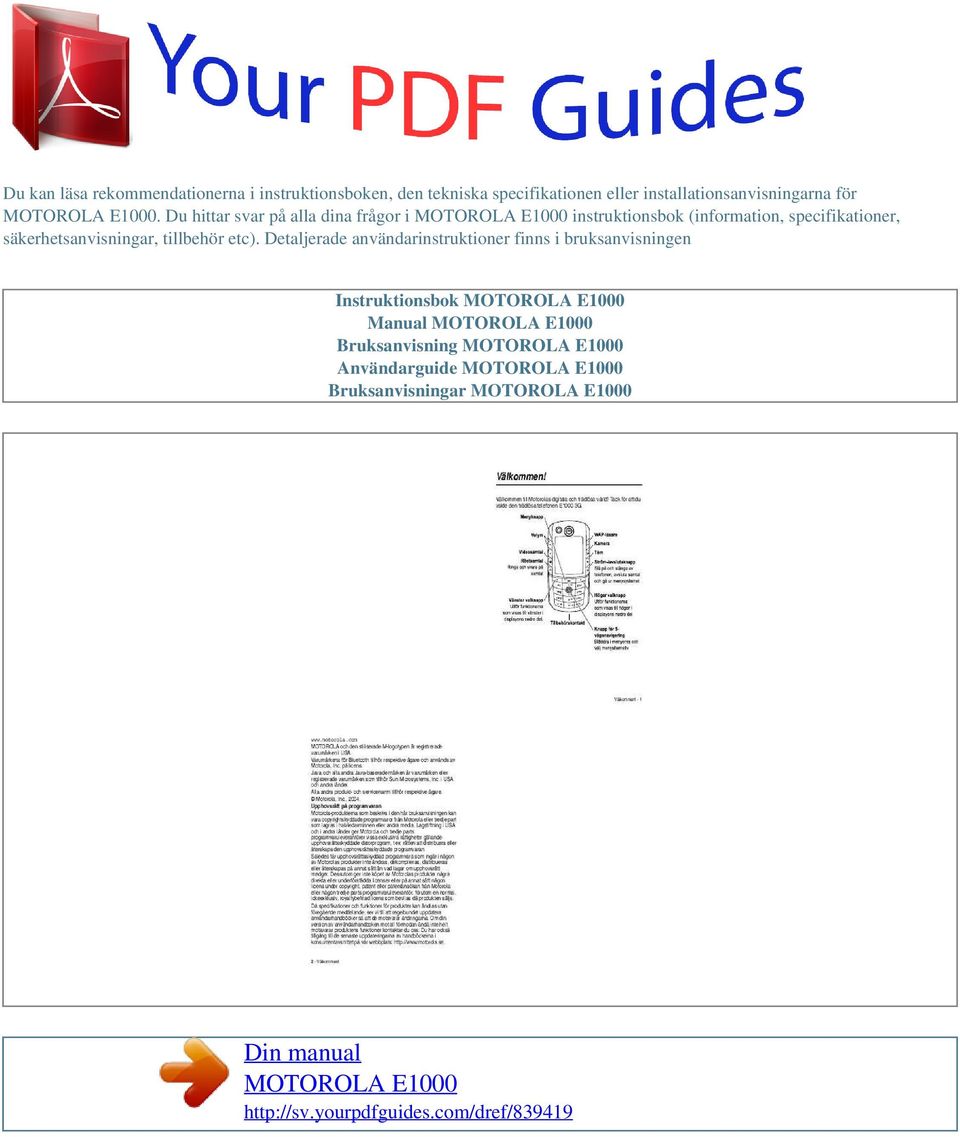 Du hittar svar på alla dina frågor i instruktionsbok (information, specifikationer,