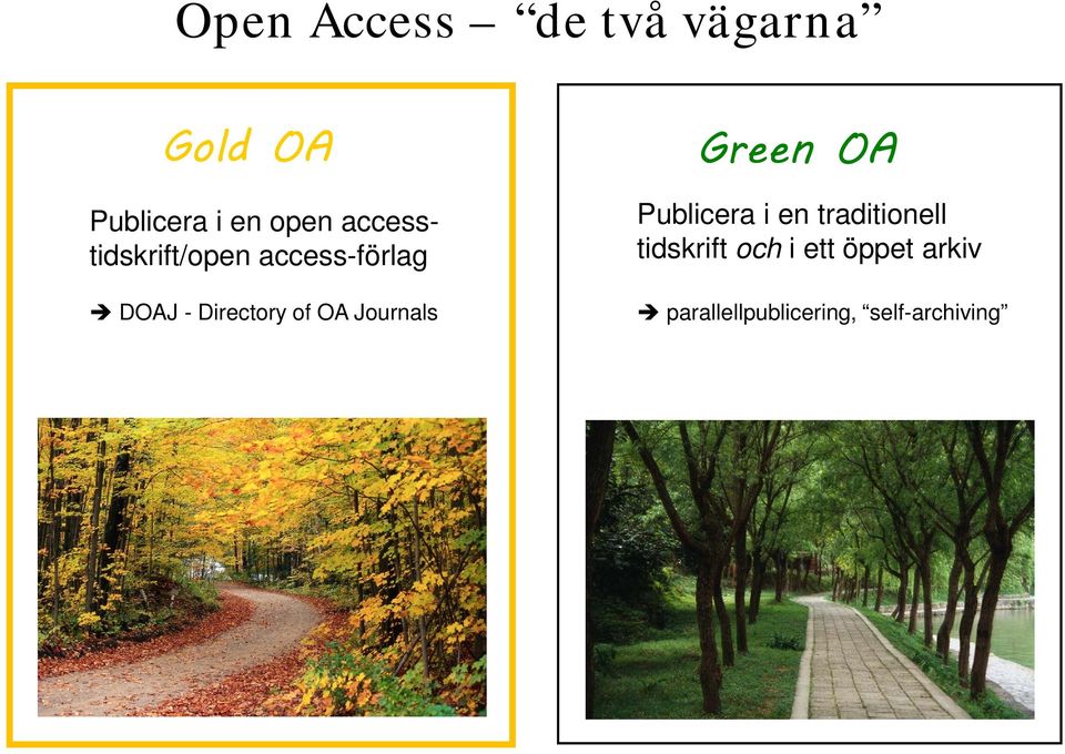 OA Journals Green OA Publicera i en traditionell