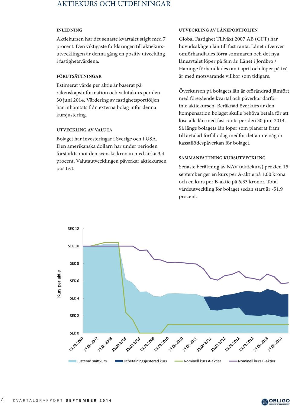 FÖRUTSÄTTNINGAR Estimerat värde per aktie är baserat på räkenskapsinformation och valutakurs per den 30 juni 2014.