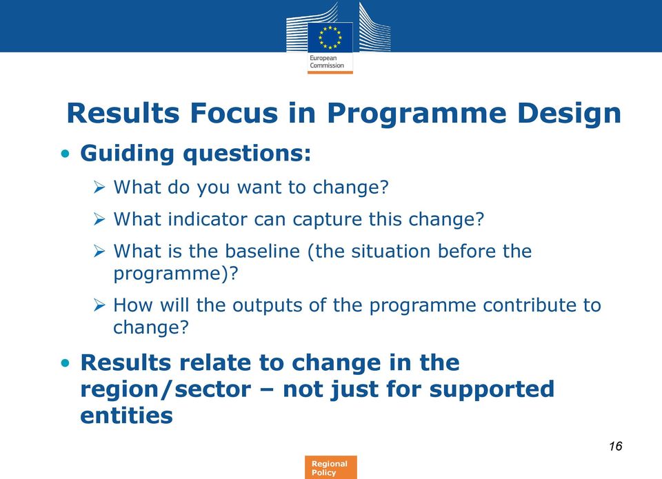 What is the baseline (the situation before the programme)?