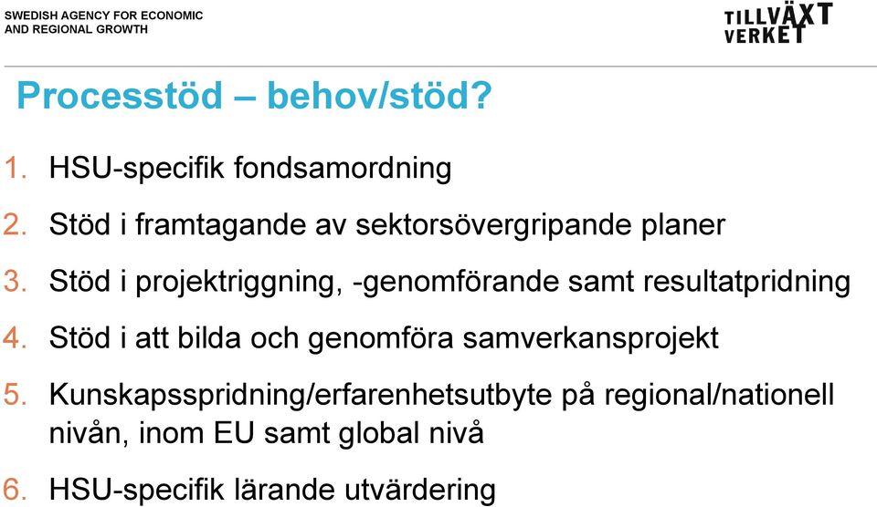 Stöd i projektriggning, -genomförande samt resultatpridning 4.