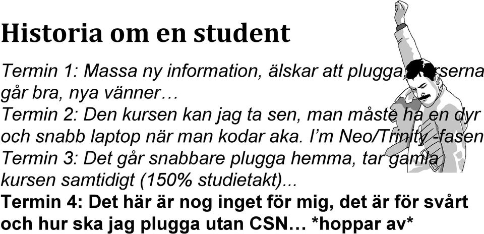 I m Neo/Trinity -fasen Termin 3: Det går snabbare plugga hemma, tar gamla kursen samtidigt (150%