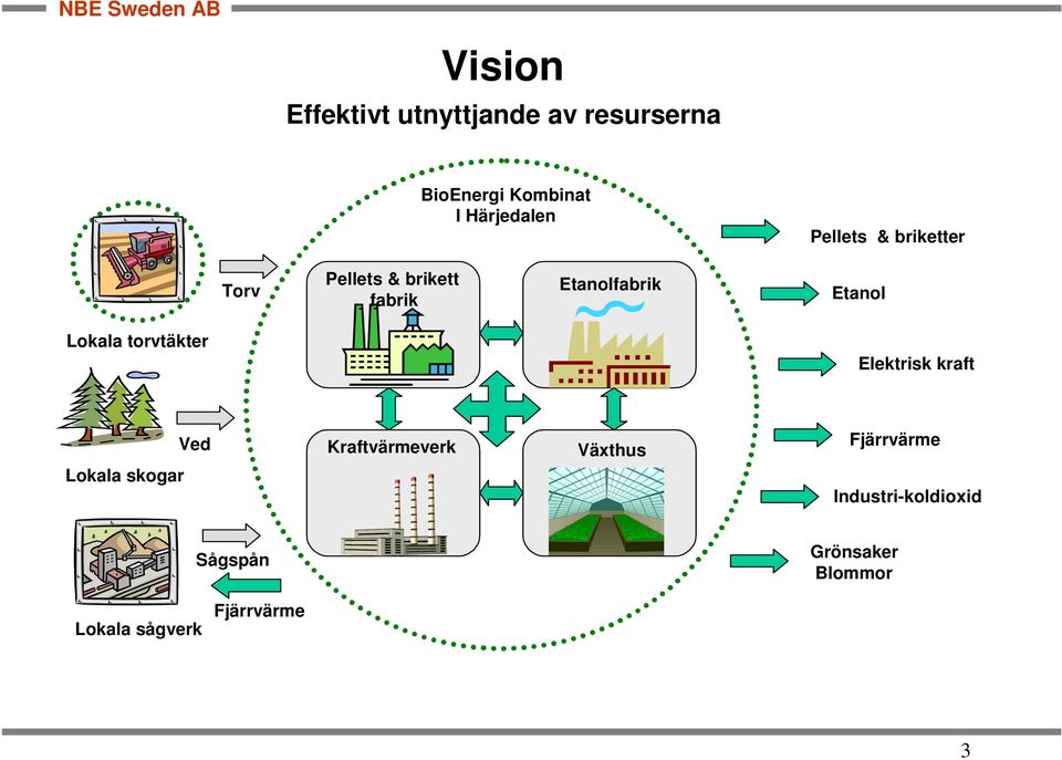 Lokala torvtäkter Elektrisk kraft Lokala skogar Ved Kraftvärmeverk Växthus