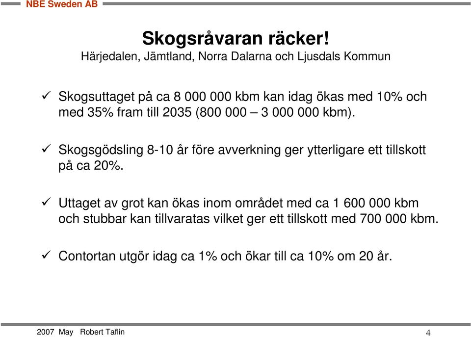 35% fram till 2035 (800 000 3 000 000 kbm).