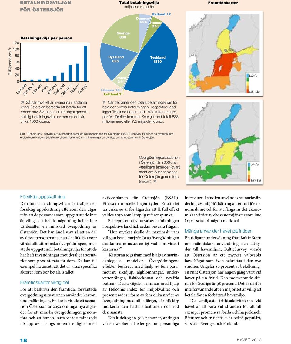 Svenskarna har högst genomsnittlig betalningsvilja per person och år, cirka kronor.