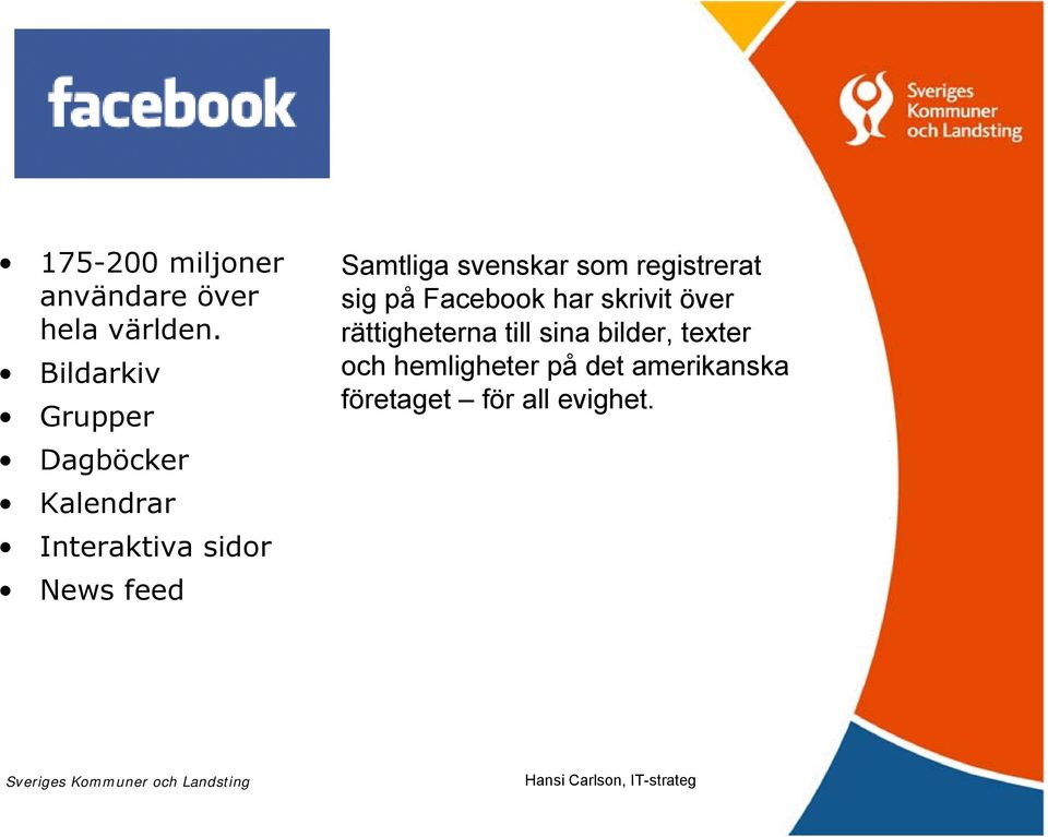 Samtliga svenskar som registrerat sig på Facebook har skrivit över