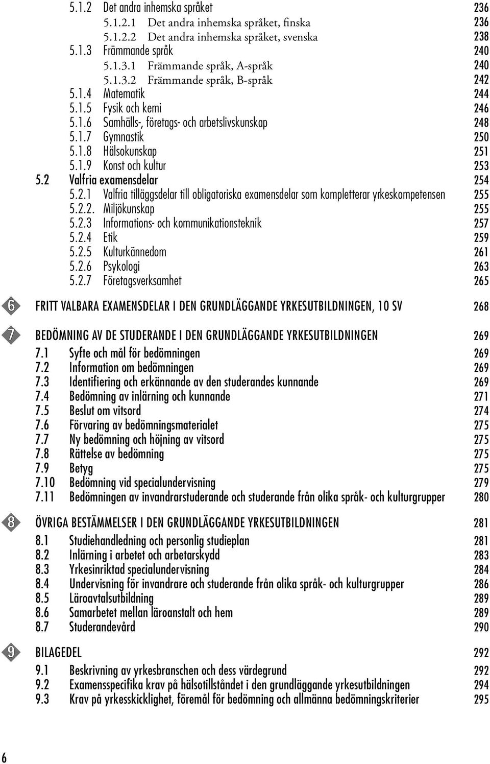 2.2. Miljökunskap 255 5.2.3 Informations- och kommunikationsteknik 257 5.2.4 Etik 259 5.2.5 Kulturkännedom 261 5.2.6 Psykologi 263 5.2.7 Företagsverksamhet 265 6 FRITT VALBARA EXAMENSDELAR I DEN GRUNDLÄGGANDE YRKESUTBILDNINGEN, 10 SV 268 7 BEDÖMNING AV DE STUDERANDE I DEN GRUNDLÄGGANDE YRKESUTBILDNINGEN 269 7.