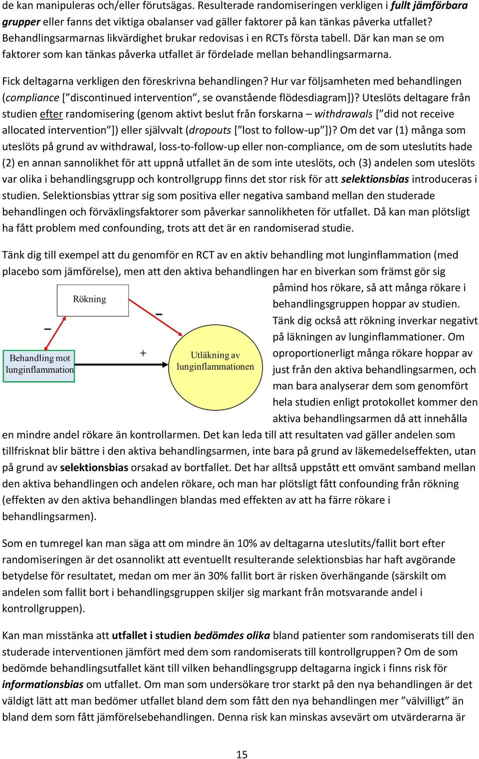 Fick deltagarna verkligen den föreskrivna behandlingen? Hur var följsamheten med behandlingen (compliance [ discontinued intervention, se ovanstående flödesdiagram])?