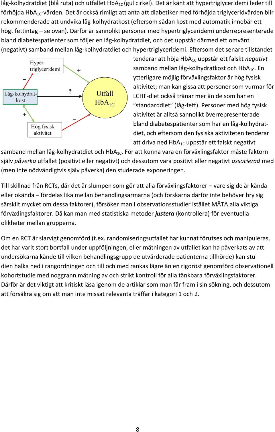 Därför är sannolikt personer med hypertriglyceridemi underrepresenterade bland diabetespatienter som följer en låg-kolhydratdiet, och det uppstår därmed ett omvänt (negativt) samband mellan