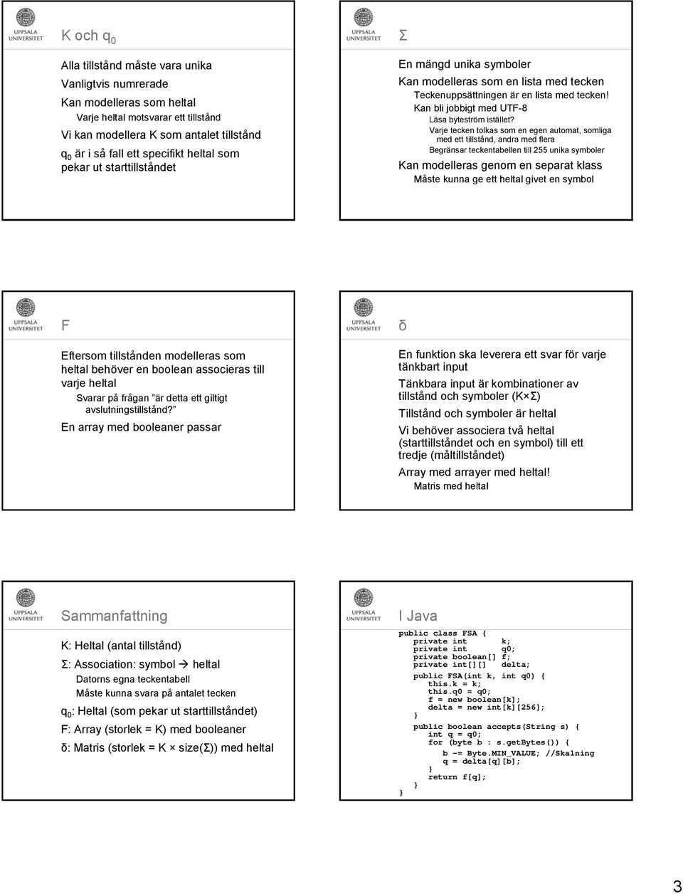 Vrje tecken tolks som en egen utomt, somlig med ett tillstånd, ndr med fler Begränsr teckentellen till 55 unik symoler Kn modellers genom en seprt klss Måste kunn ge ett heltl givet en symol F