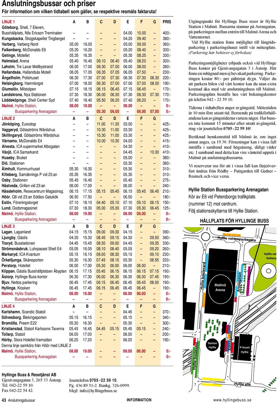 00 05.00 09.00 360:- Falkenberg, McDonalds E6 05.20 16.20 05.20 08.40 330:- Getinge, Motellet 05.35 16.35 05.35 08.25 330:- Halmstad, Arena 05.40 16.40 06.10 06.40 05.40 08.