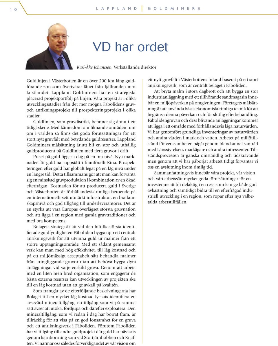 Våra projekt är i olika utvecklingsstadier från det mer mogna Fäbolidens gruvoch anrikningsprojekt till prospekteringsprojekt i olika stadier.