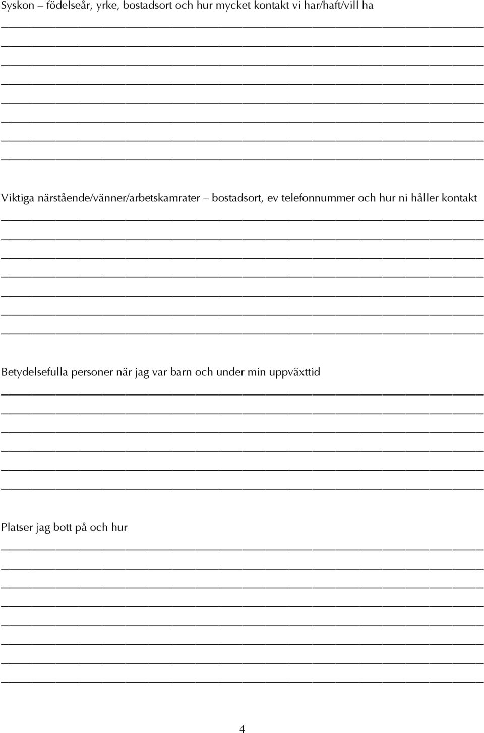 bostadsort, ev telefonnummer och hur ni håller kontakt